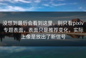没想到最后会看到这里，别只看pixiv专题表面，表面只是推荐变化，实际上像是放出了新信号
