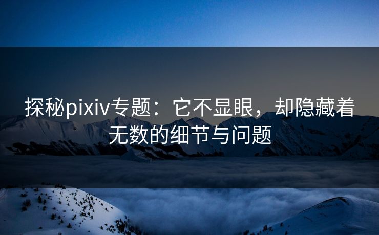 探秘pixiv专题:它不显眼,却隐藏着无数的细节与问题 探秘pixiv专题:它不显眼,却隐藏着无数的细节与问题