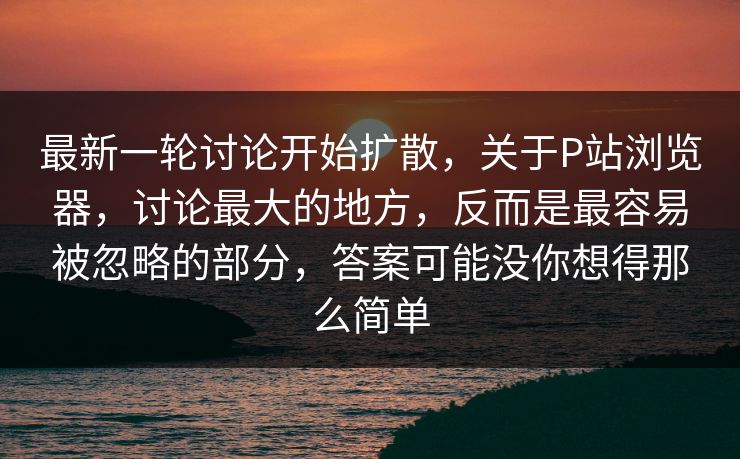 最新一轮讨论开始扩散，关于P站浏览器，讨论最大的地方，反而是最容易被忽略的部分，答案可能没你想得那么简单