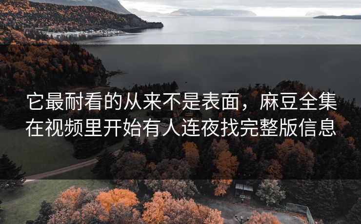 它最耐看的从来不是表面,麻豆全集在视频里开始有人连夜找完整版信息 它最耐看的从来不是表面,麻豆全集在视频里开始有人连夜找完整版信息