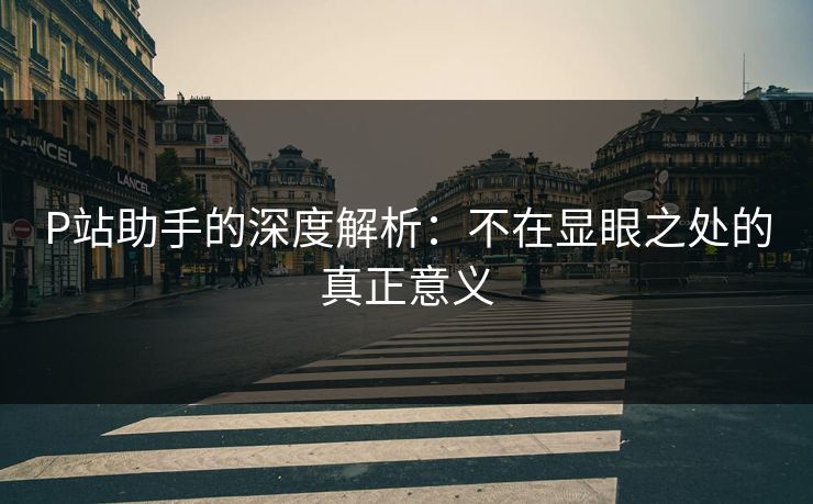 P站助手的深度解析：不在显眼之处的真正意义