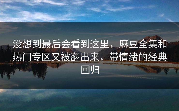 没想到最后会看到这里，麻豆全集和热门专区又被翻出来，带情绪的经典回归
